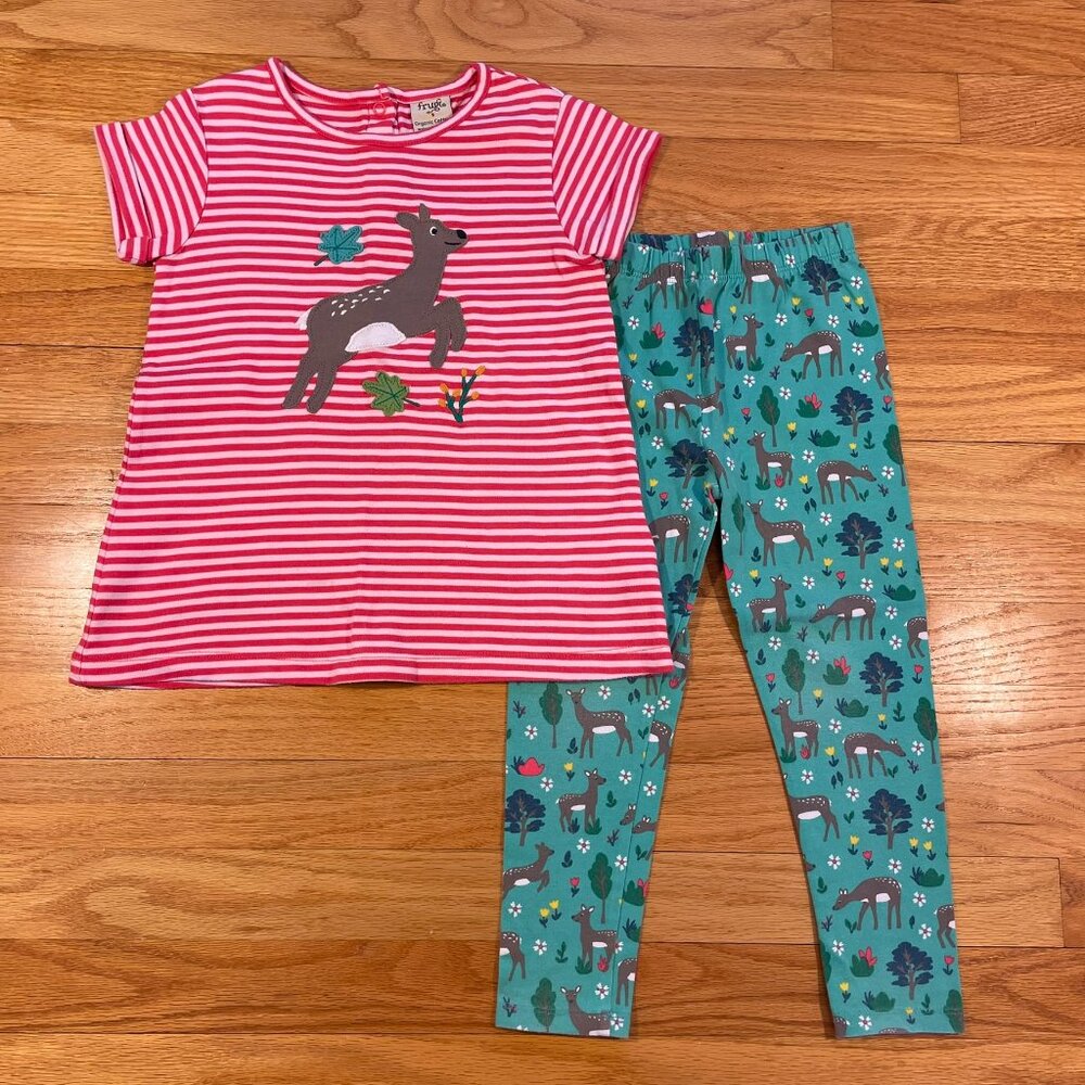 Frugi Deer Appliqué Top & Pants Set